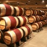 stacked wine barrels