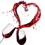 wine goblets splash creating a wine heart